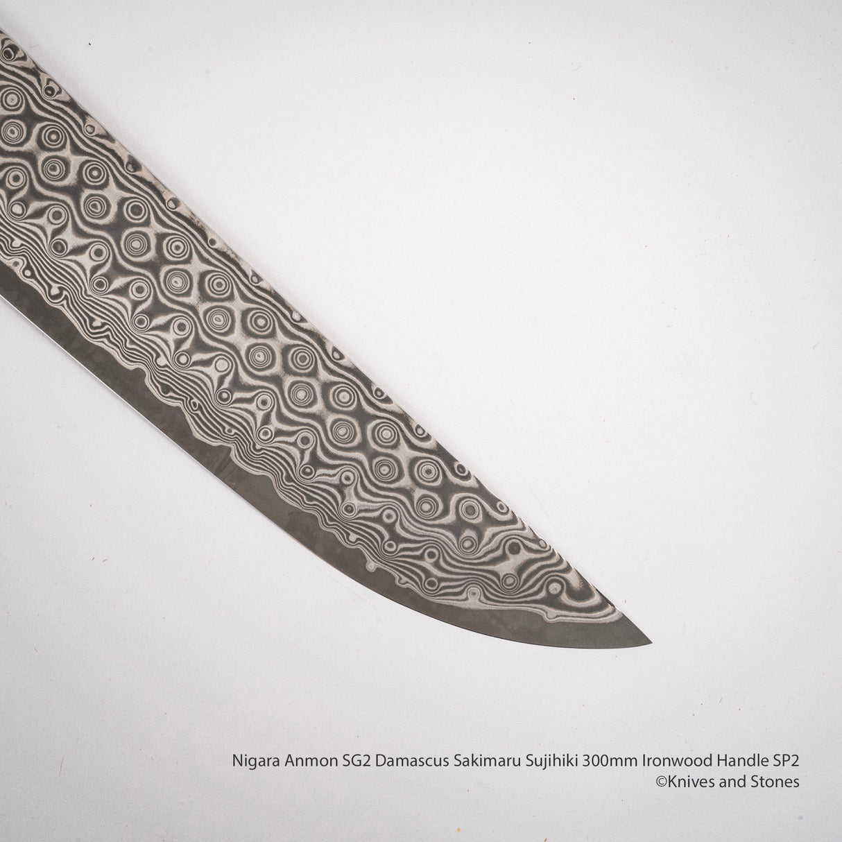Nigara Anmon SG2 Damascus Sakimaru Sujihiki 300mm Ironwood Handle SP2