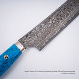 Nigara Anmon SG2 Damascus Sakimaru Sujihiki 300mm Turquoise Handle SP1