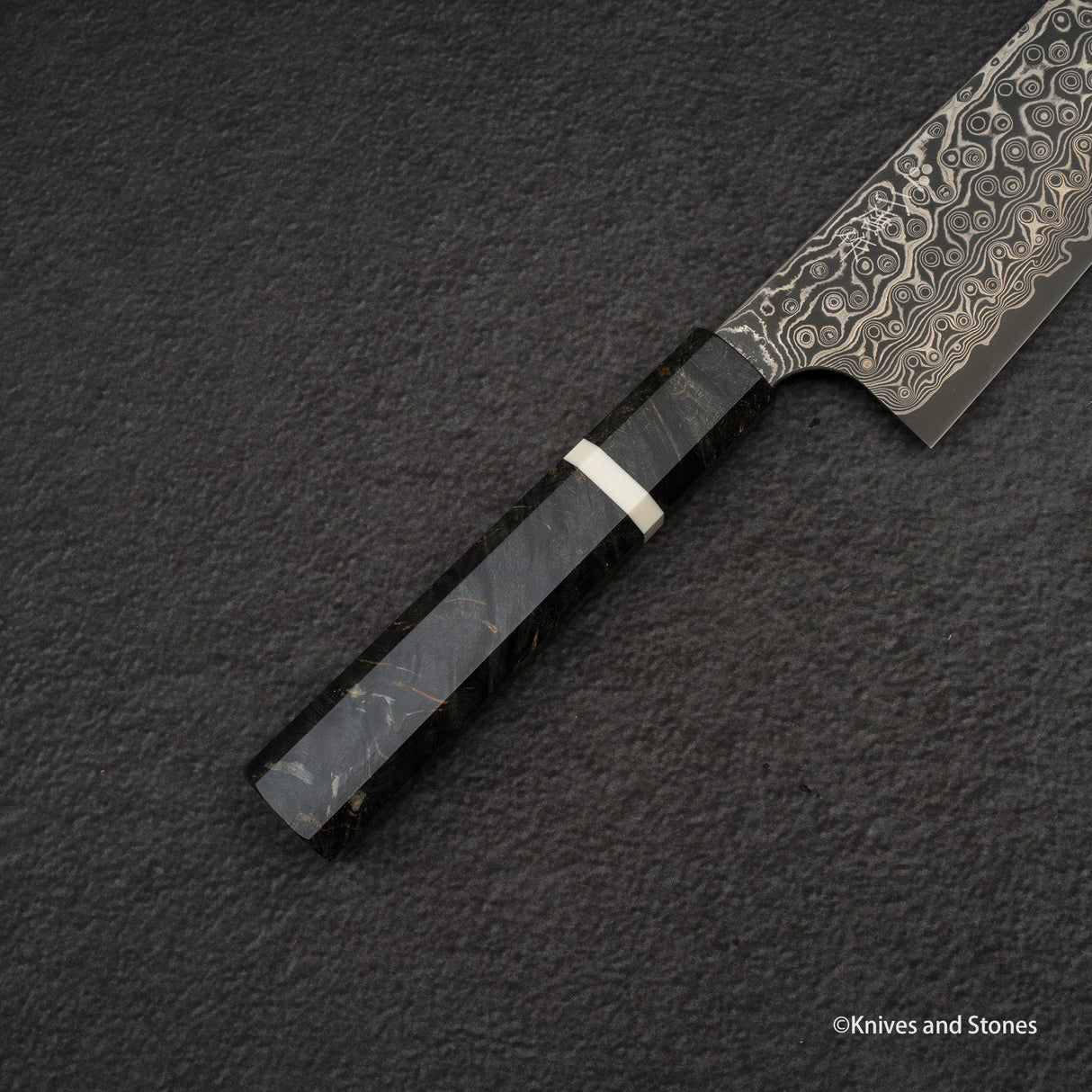 Nigara Anmon (暗紋) SG2 Raindrop Damascus Bunka 180mm Brich Burl Handle