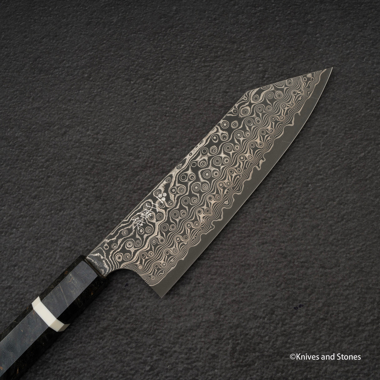 Nigara Anmon (暗紋) SG2 Raindrop Damascus Bunka 180mm Brich Burl Handle