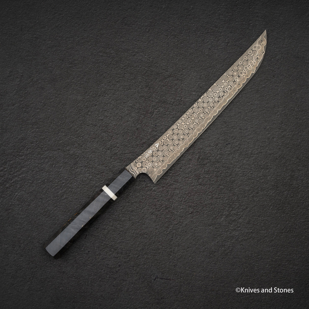 Nigara Anmon SG2 Raindrop Damascus Sakimaru Sujihiki 270mm