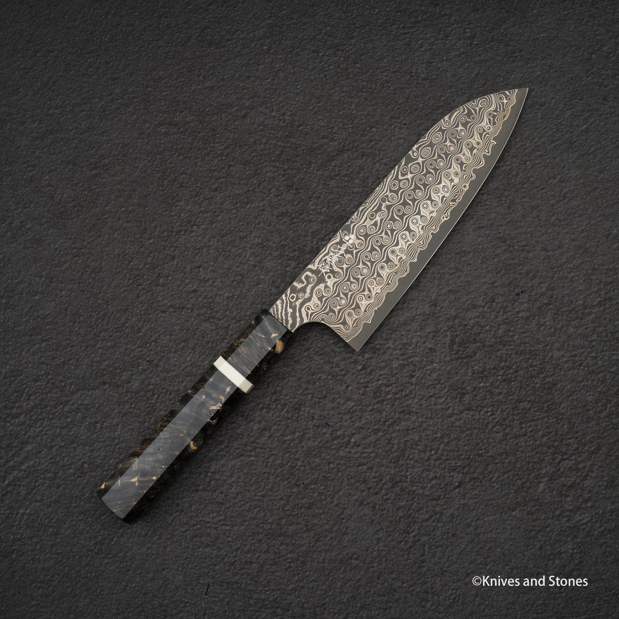 Nigara Anmon (暗紋) SG2 Raindrop Damascus Santoku 170mm