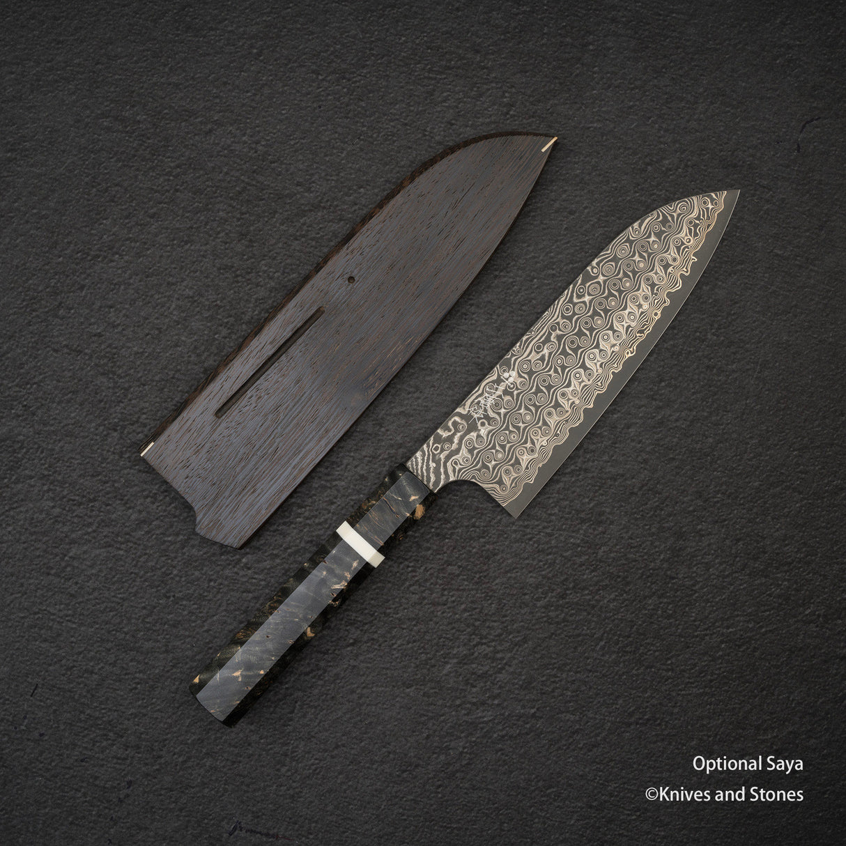 Nigara Anmon (暗紋) SG2 Raindrop Damascus Santoku 170mm
