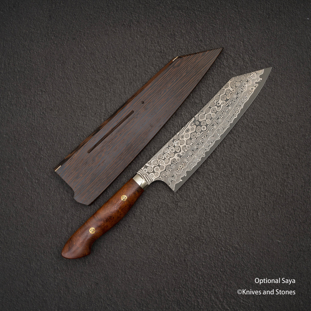 Nigara Anmon (暗紋) SG2 Raindrop Damascus K-tip Gyuto 210mm Amboyna Western Handle SP1