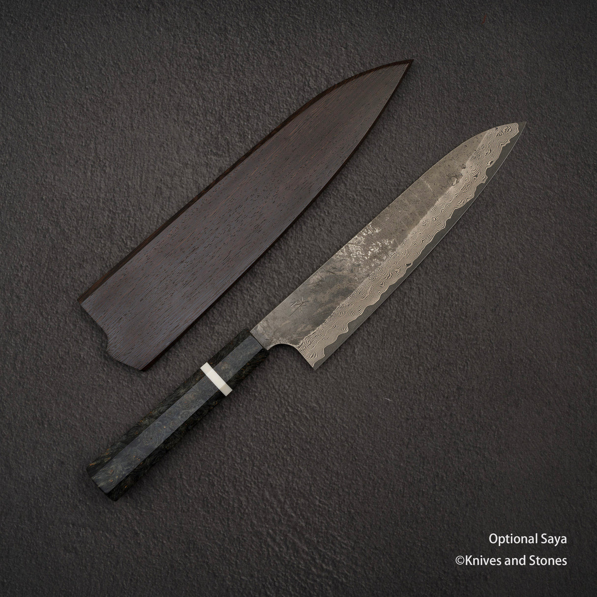Nigara Ginsan Kurozome Damascus Gyuto 240mm Birch Handle