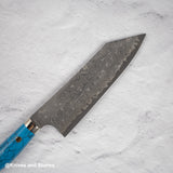 Nigara Anmon (暗紋) SG2 Raindrop Damascus Bunka 180mm Western Blue Turquoise