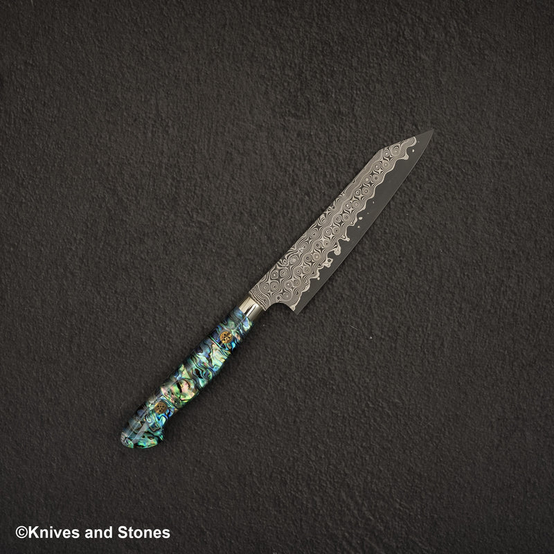 Nigara Anmon (暗紋) SG2 Raindrop Damascus K tip Petty 150mm Mother-of-Pearl Inlay Handle