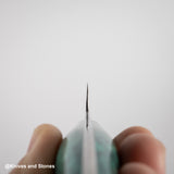 Nigara Anmon (暗紋) SG2 Raindrop Damascus K-tip Petty 150mm Western Green Turquoise