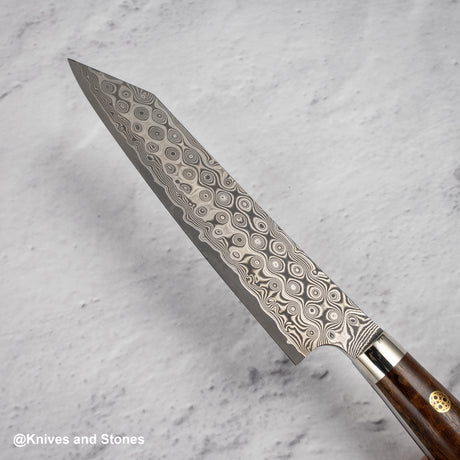 Nigara Anmon (暗紋) SG2 Raindrop Damascus K-tip Petty Western 150mm Ironwood