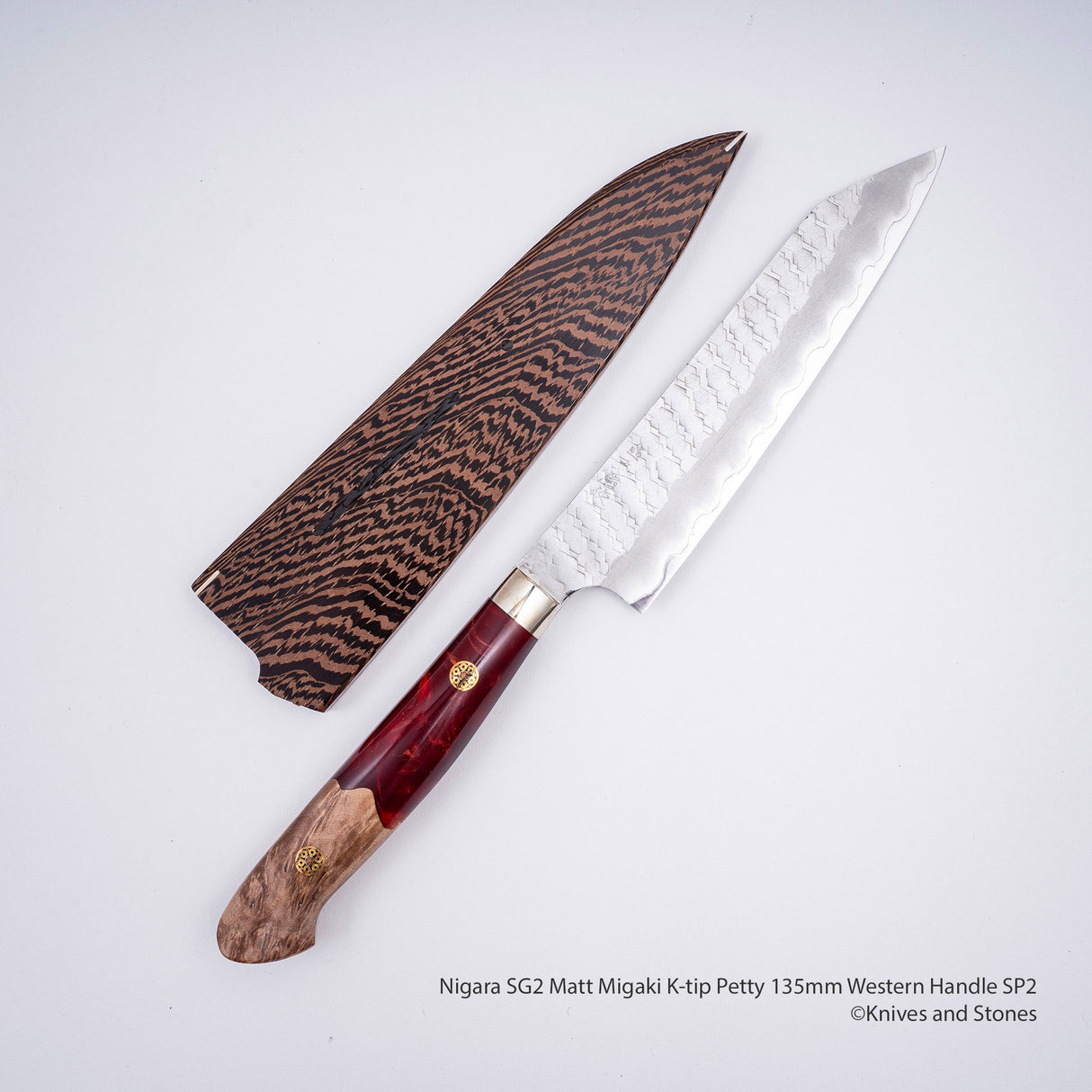 Nigara SG2 Matt Migaki Tsuchime K-tip Petty 135mm Western Handle SP2