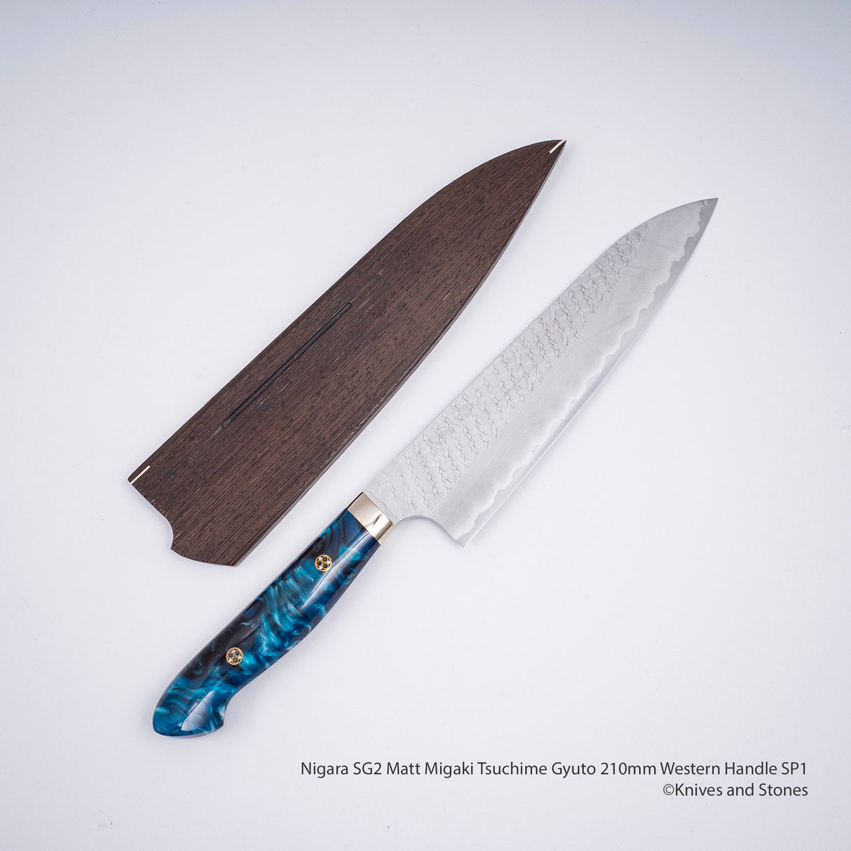 Nigara SG2 Matt Migaki Tsuchime Gyuto 210mm Western Handle SP1