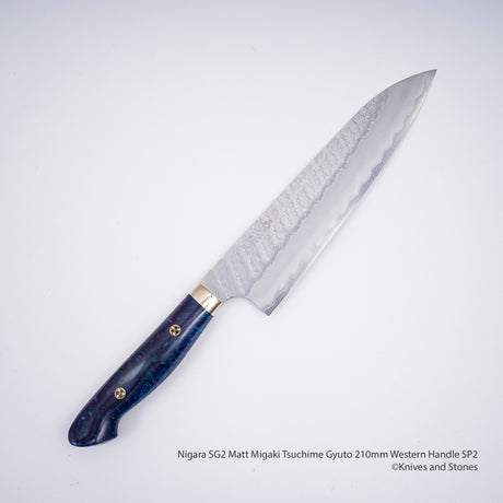 Nigara SG2 Matt Migaki Tsuchime Gyuto 210mm Western Handle SP2