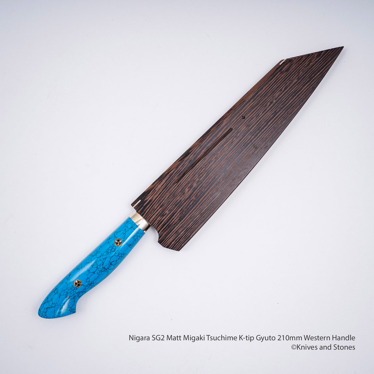 Nigara SG2 Matt Migaki Tsuchime K-tip Gyuto 210mm Western Handle