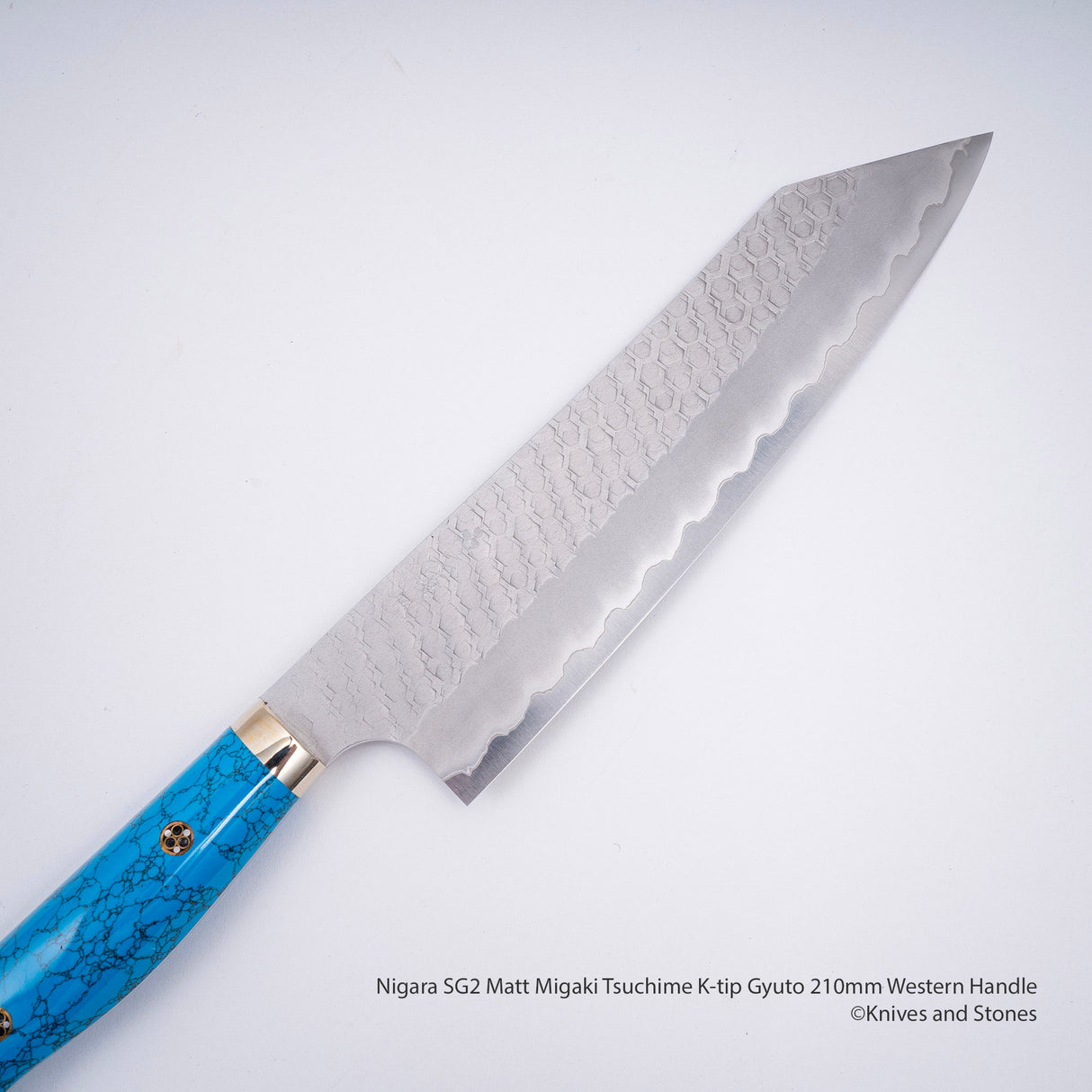 Nigara SG2 Matt Migaki Tsuchime K-tip Gyuto 210mm Western Handle