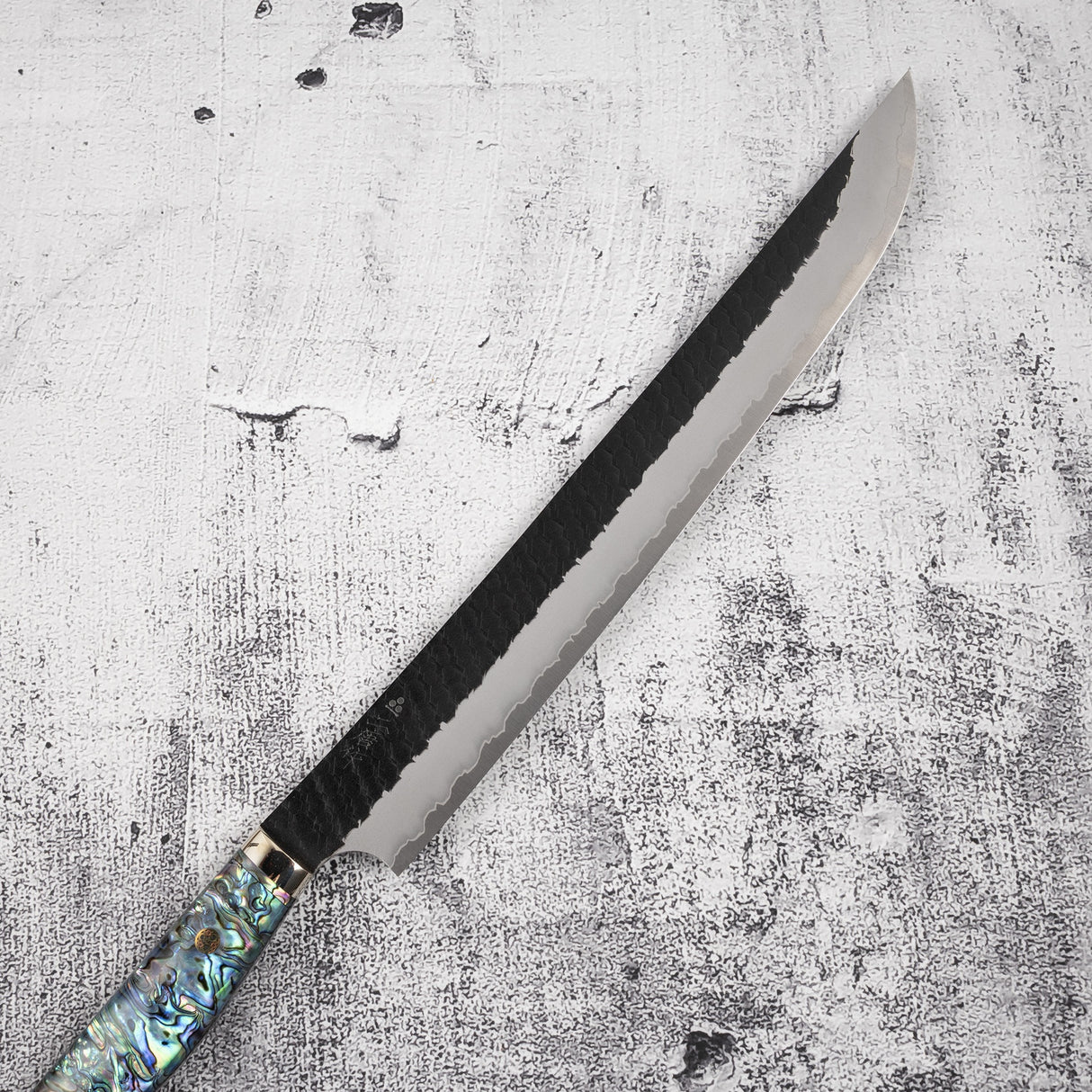 Nigara SG2 Mother-of-pearl Sakimaru Sujihiki 300mm Kurouchi Tsuchime