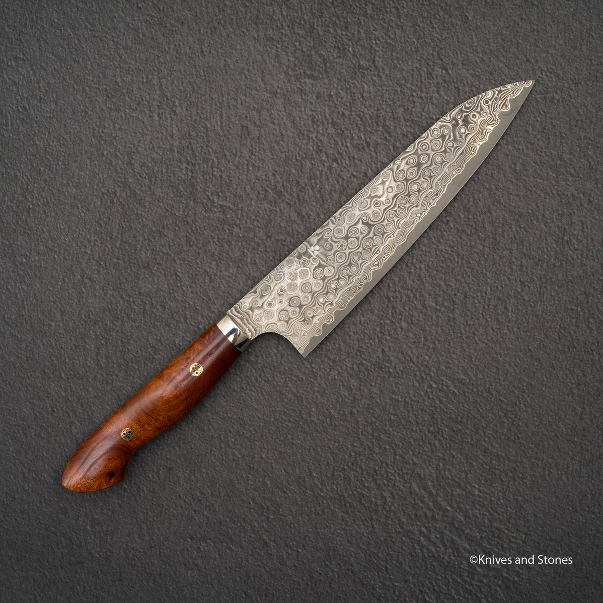 Nigara Anmon (暗紋) SG2 Raindrop Damascus Gyuto 210mm Amboyna Western Handle