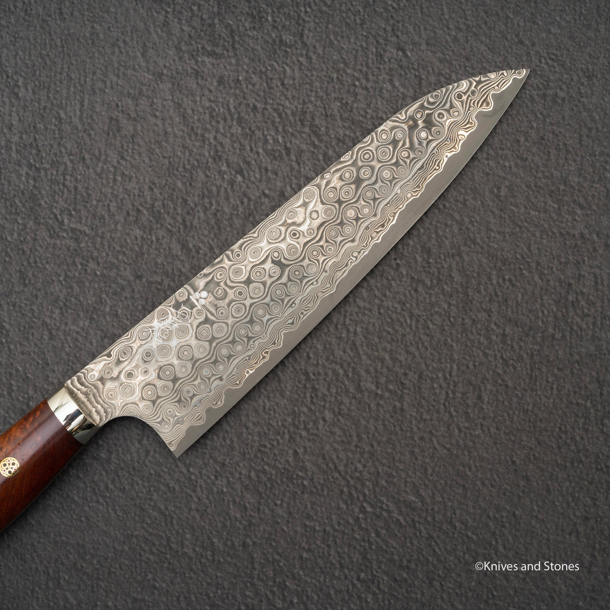 Nigara Anmon (暗紋) SG2 Raindrop Damascus Gyuto 210mm Amboyna Western Handle