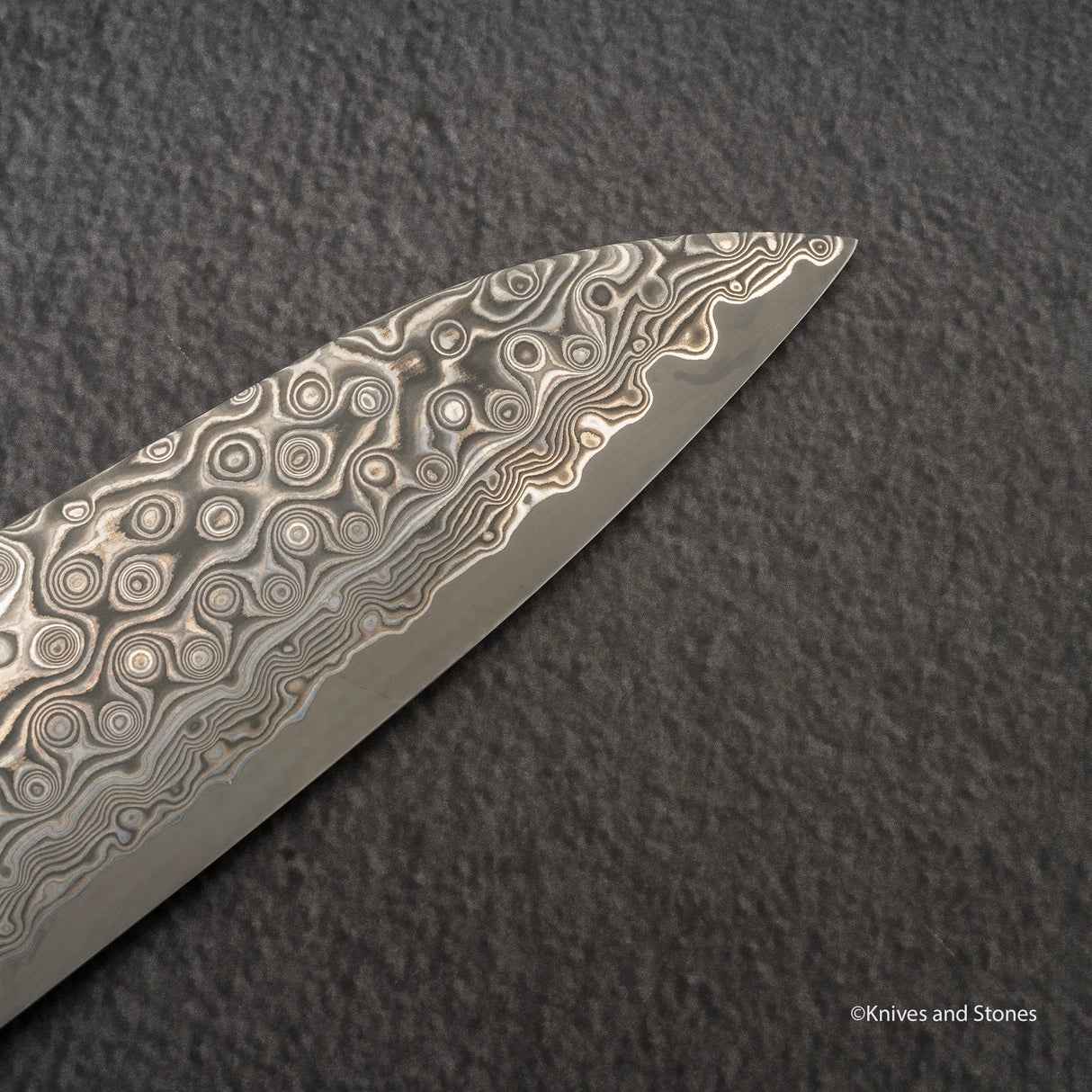 Nigara Anmon (暗紋) SG2 Raindrop Damascus Gyuto 210mm Amboyna Western Handle