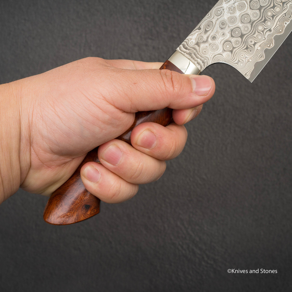 Nigara Anmon (暗紋) SG2 Raindrop Damascus Gyuto 210mm Amboyna Western Handle