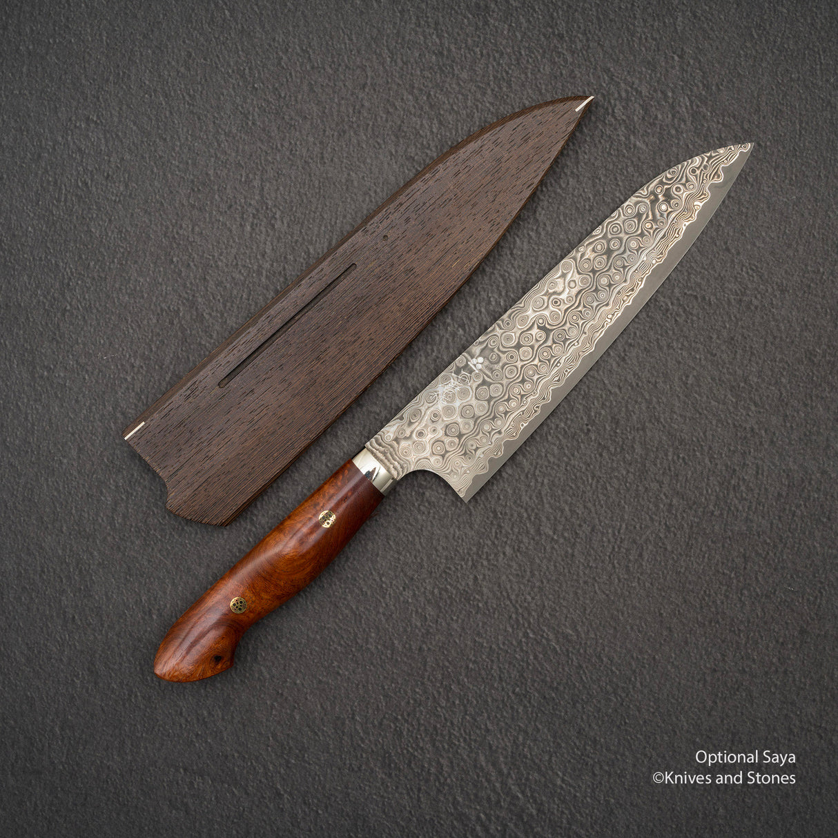 Nigara Anmon (暗紋) SG2 Raindrop Damascus Gyuto 210mm Amboyna Western Handle