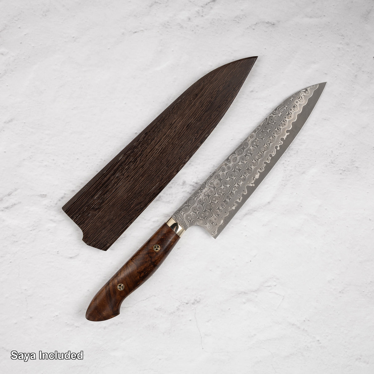 Nigara Anmon (暗紋) SG2 Raindrop Damascus Gyuto 210mm Western Ironwood