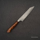 Nigara Anmon (暗紋) SG2 Raindrop Damascus K-tip Petty 150mm Amboyna Burl Western