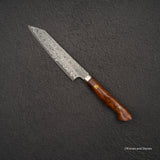Nigara Anmon (暗紋) SG2 Raindrop Damascus K-tip Petty 150mm Amboyna Burl Western