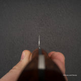 Nigara Anmon (暗紋) SG2 Raindrop Damascus K-tip Petty 150mm Amboyna Burl Western