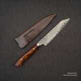 Nigara Anmon (暗紋) SG2 Raindrop Damascus K-tip Petty 150mm Amboyna Burl Western