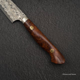 Nigara Anmon (暗紋) SG2 Raindrop Damascus Petty 150mm Amboyna Burl Western