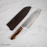 Nigara SG2 Tsuchime Matt Migaki Santoku 180mm Western Ironwood