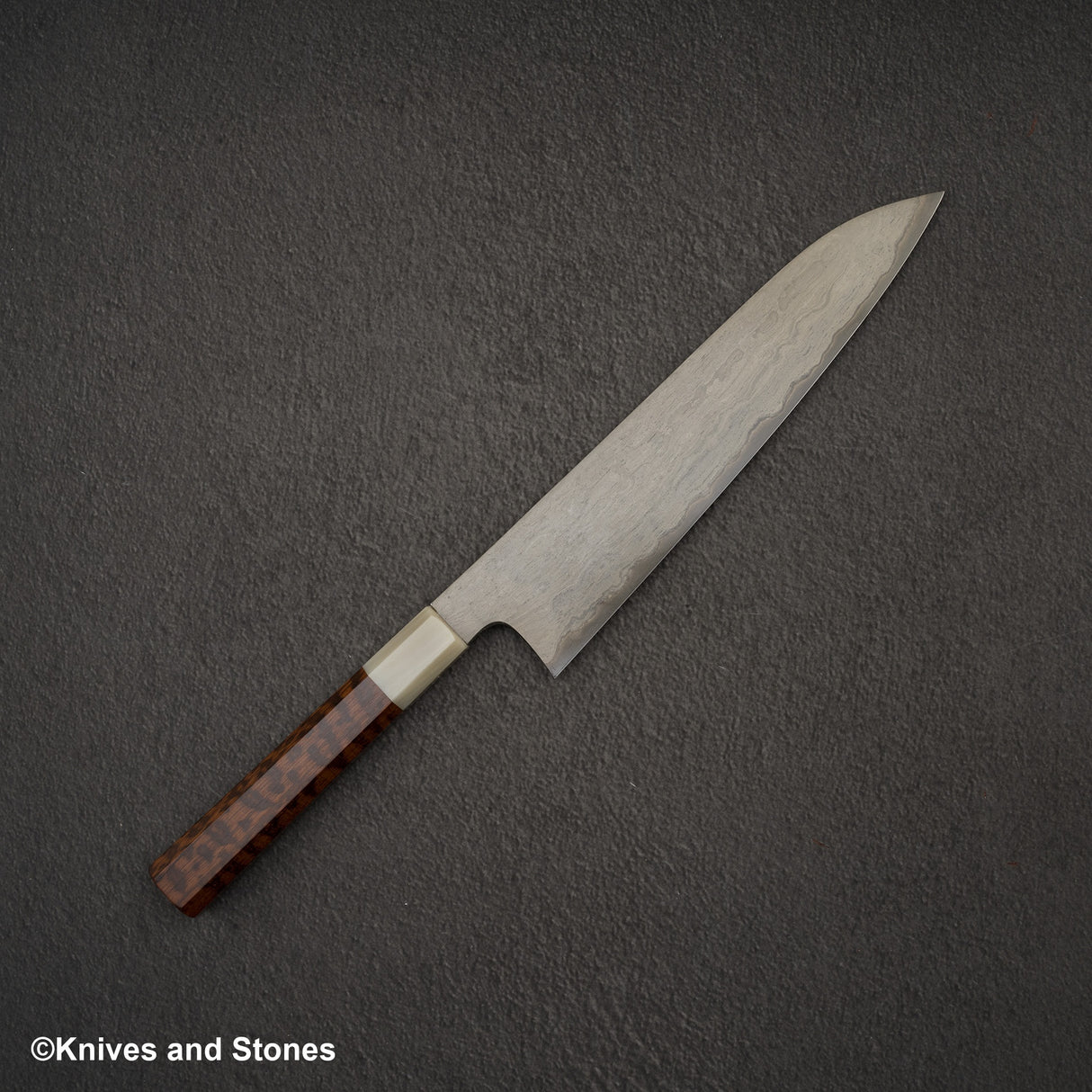 Nigara Special Blue 2 Gyuto 240mm Wrongt Iron Cladding Snakewood Handle