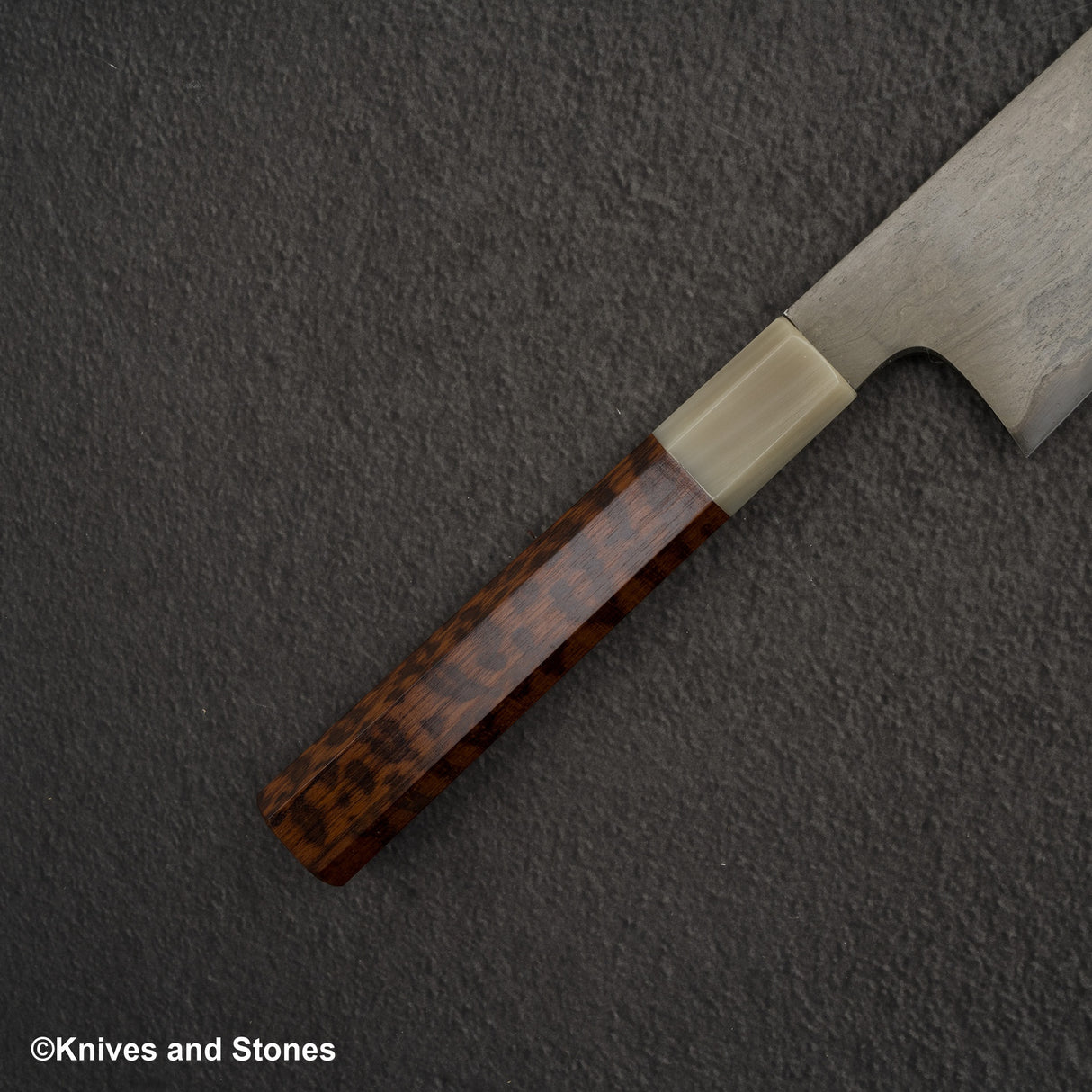 Nigara Special Blue 2 Gyuto 240mm Wrongt Iron Cladding Snakewood Handle