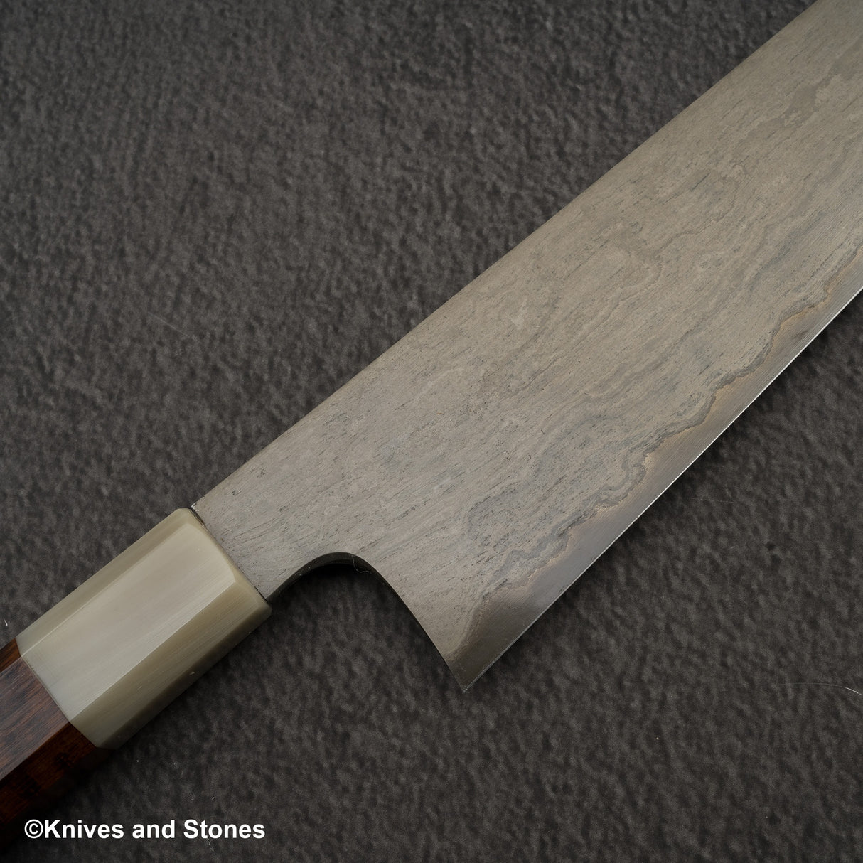 Nigara Special Blue 2 Gyuto 240mm Wrongt Iron Cladding Snakewood Handle