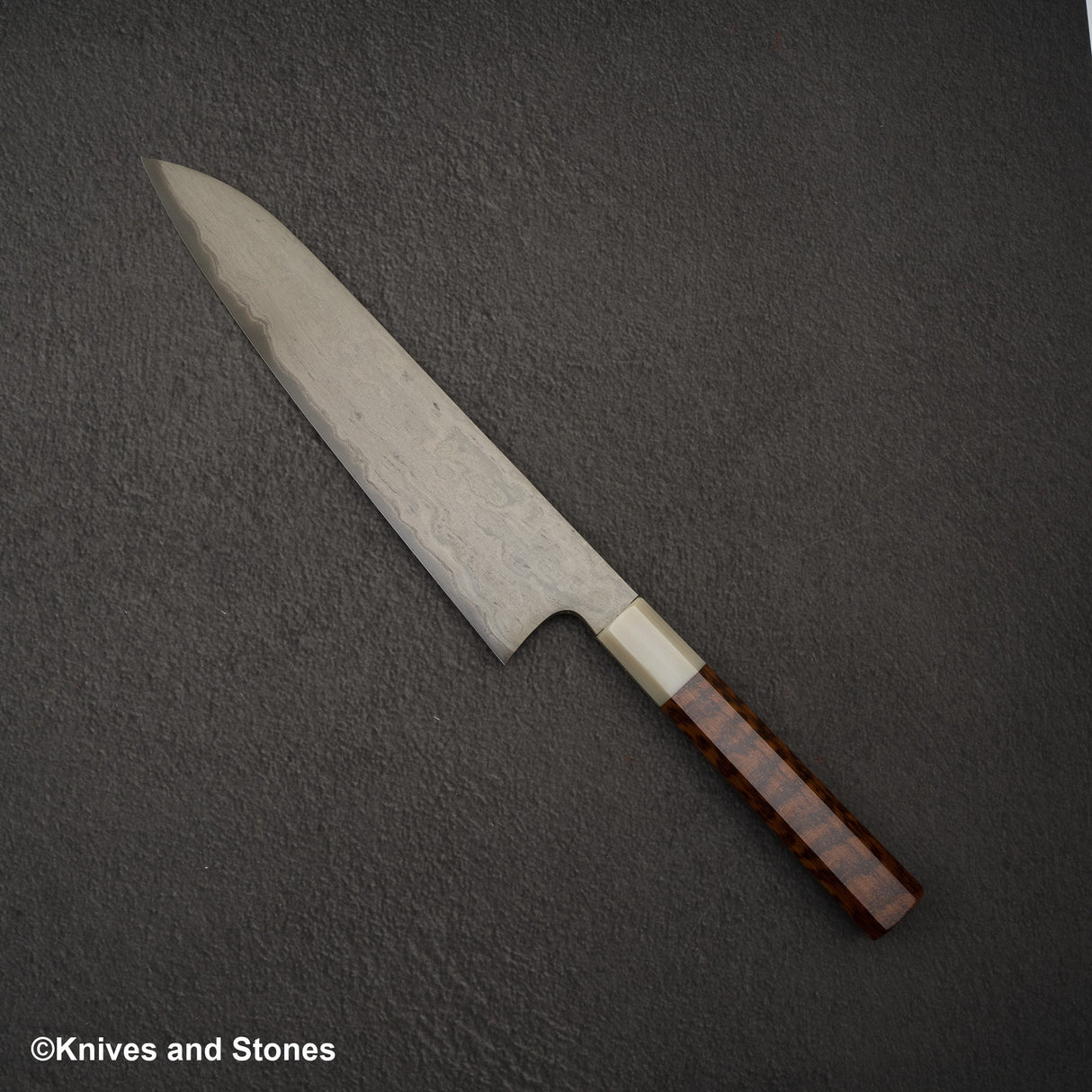 Nigara Special Blue 2 Gyuto 240mm Wrongt Iron Cladding Snakewood Handle