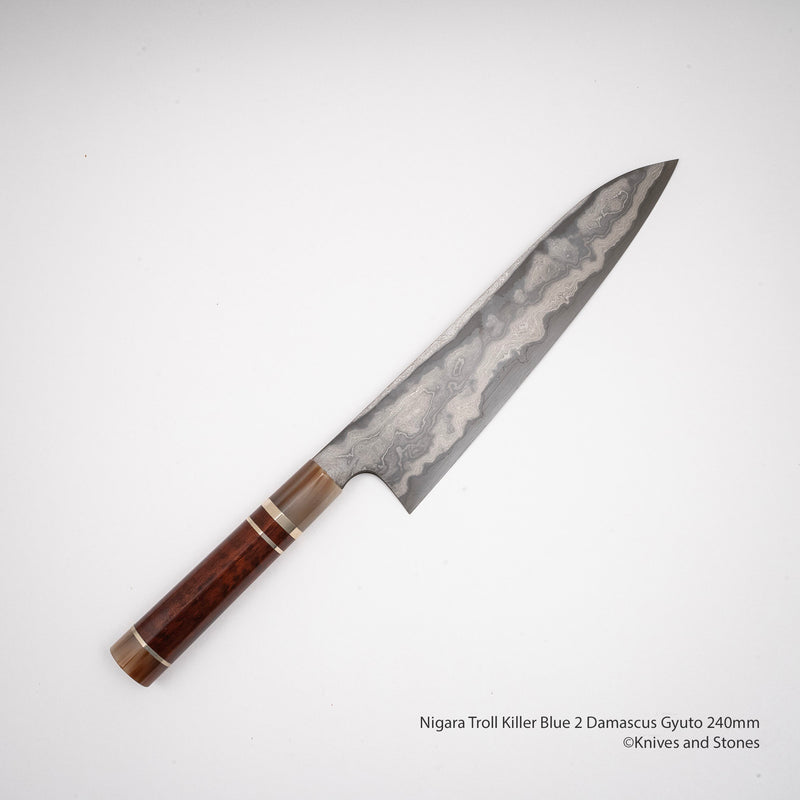 Nigara Troll Killer "Onikoroshi" Aogami #2 Damascus 240mm Gyuto