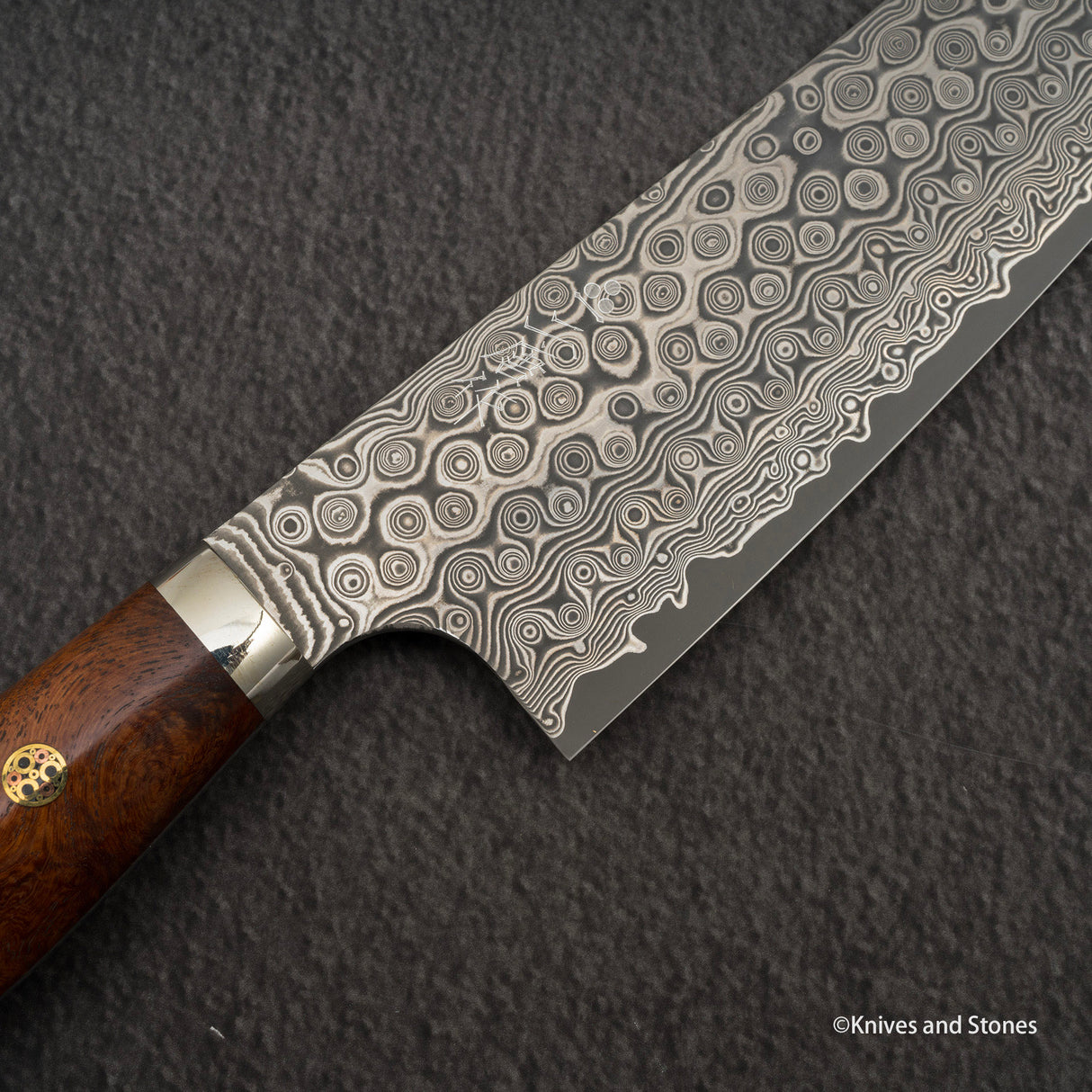 Nigara Anmon (暗紋) SG2 Raindrop Damascus K-tip Gyuto 210mm Amboyna Western Handle SP1