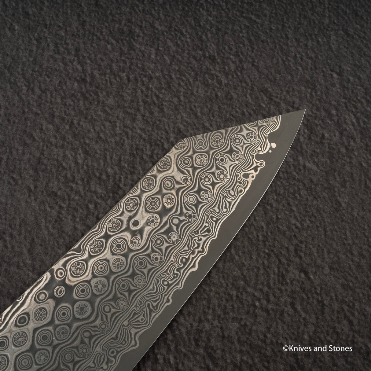 Nigara Anmon (暗紋) SG2 Raindrop Damascus K-tip Gyuto 210mm Amboyna Western Handle SP1