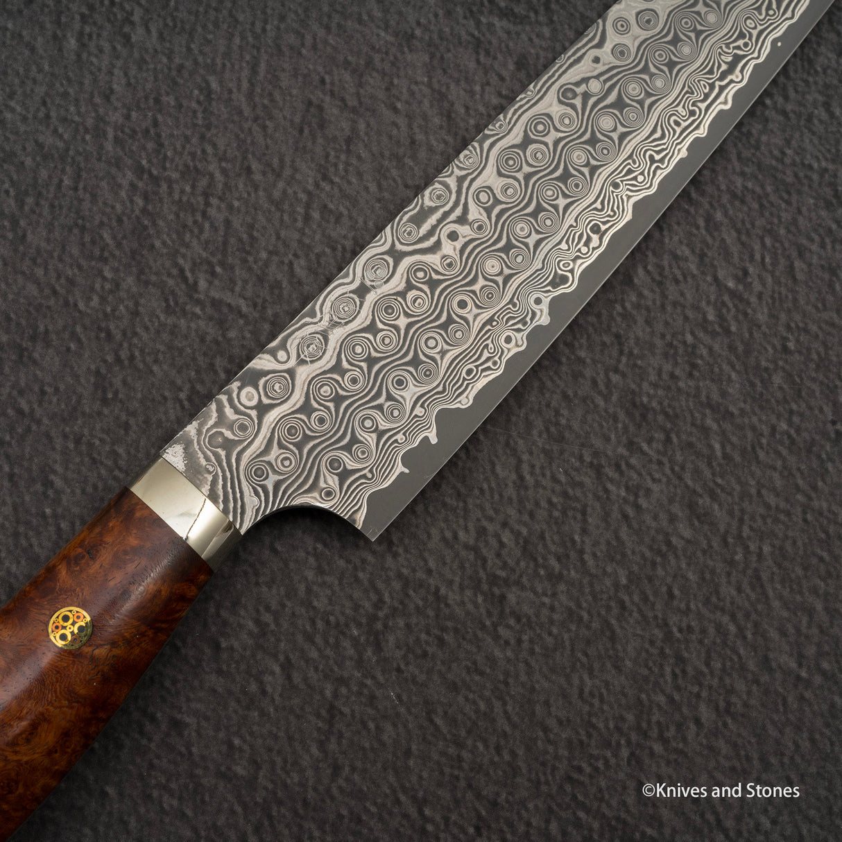 Nigara Anmon (暗紋) SG2 Raindrop Damascus K-tip Sujihiki 255mm Amboyna Western Handle SP1