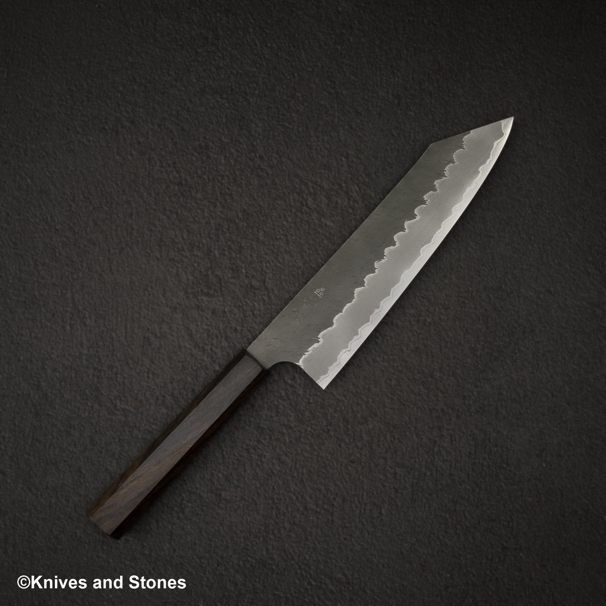Nigara Aogami (Blue) Super Matt Migaki Tsuchime Finished K-tip Gyuto 210mm Black Chacate