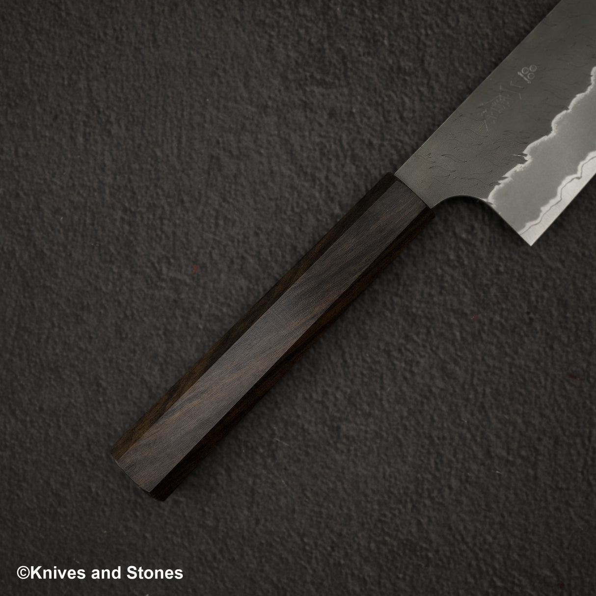 Nigara Aogami (Blue) Super Matt Migaki Tsuchime Finished K-tip Gyuto 210mm Black Chacate