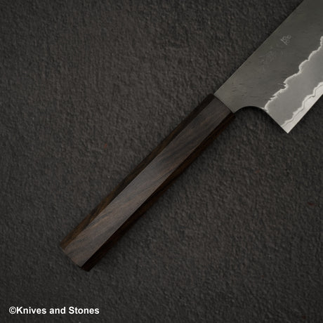 Nigara Aogami (Blue) Super Matt Migaki Tsuchime Finished K-tip Gyuto 210mm Black Chacate