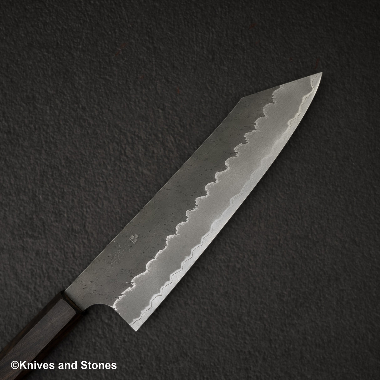 Nigara Aogami (Blue) Super Matt Migaki Tsuchime Finished K-tip Gyuto 210mm Black Chacate