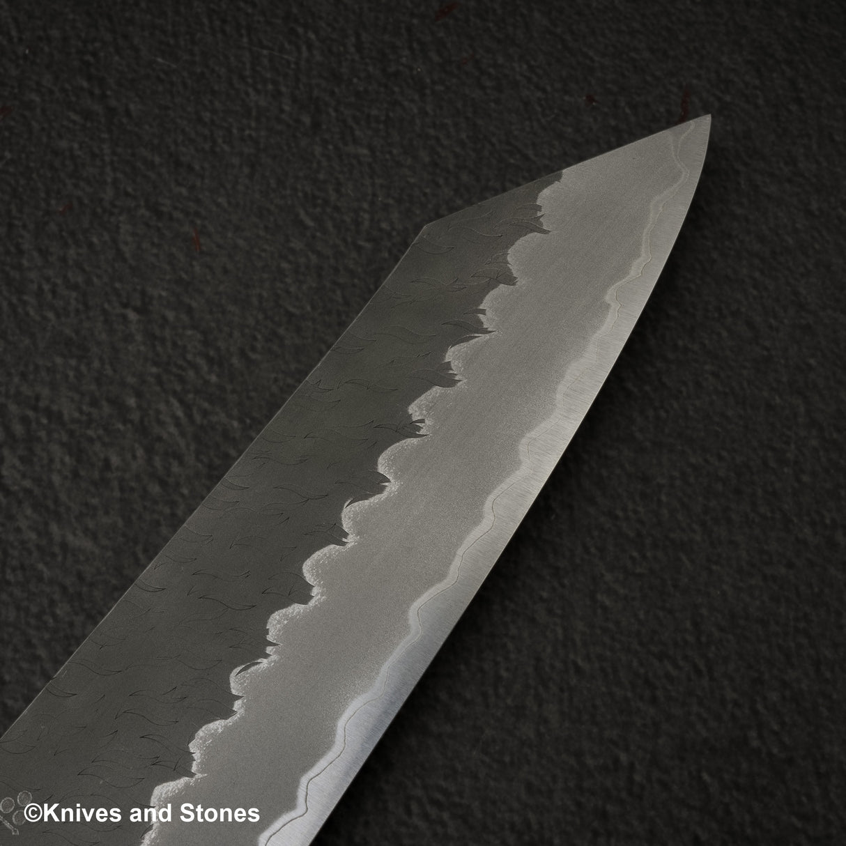 Nigara Aogami (Blue) Super Matt Migaki Tsuchime Finished K-tip Gyuto 210mm Black Chacate