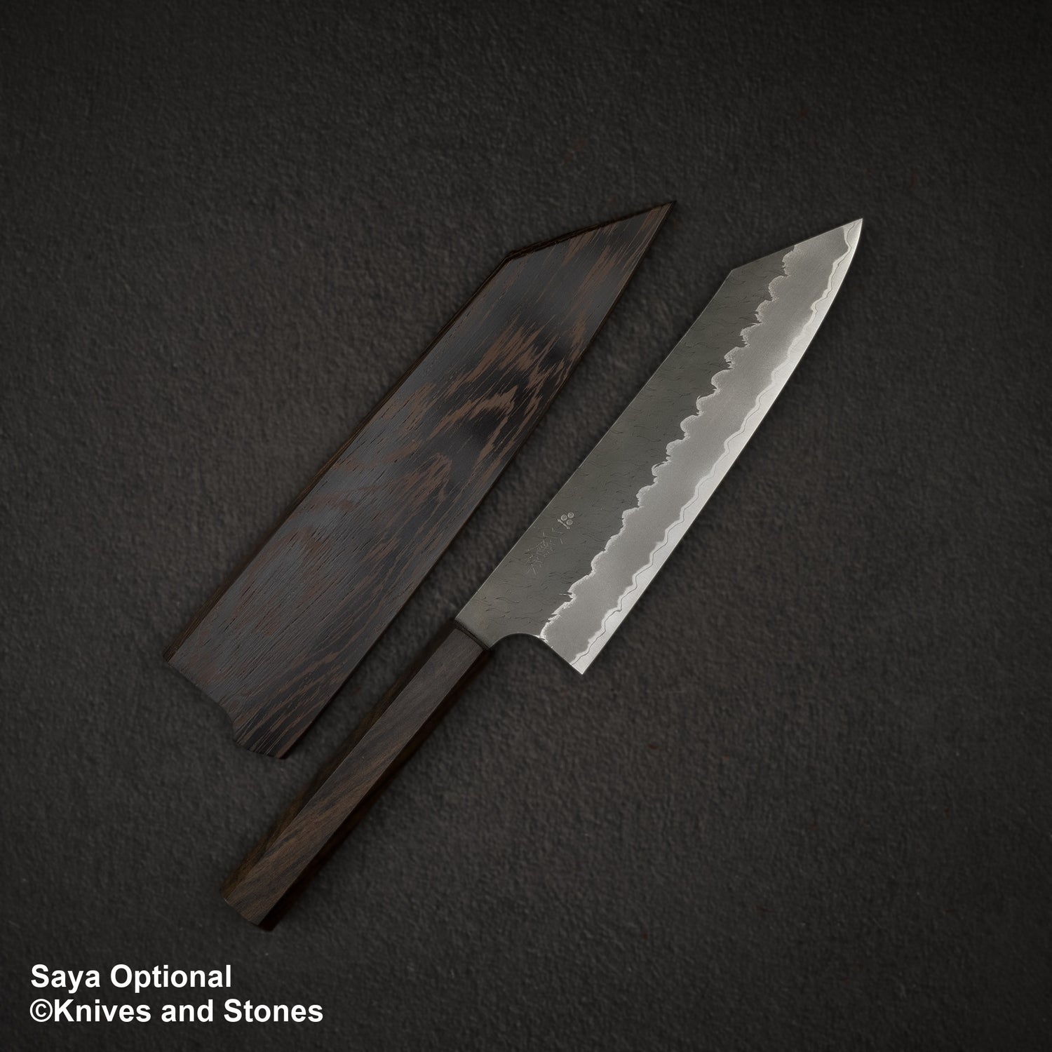 Nigara Aogami (藍色) Super Matt Migaki Tsuchime 成品 K-tip Gyuto 210mm 黑色 Chacate