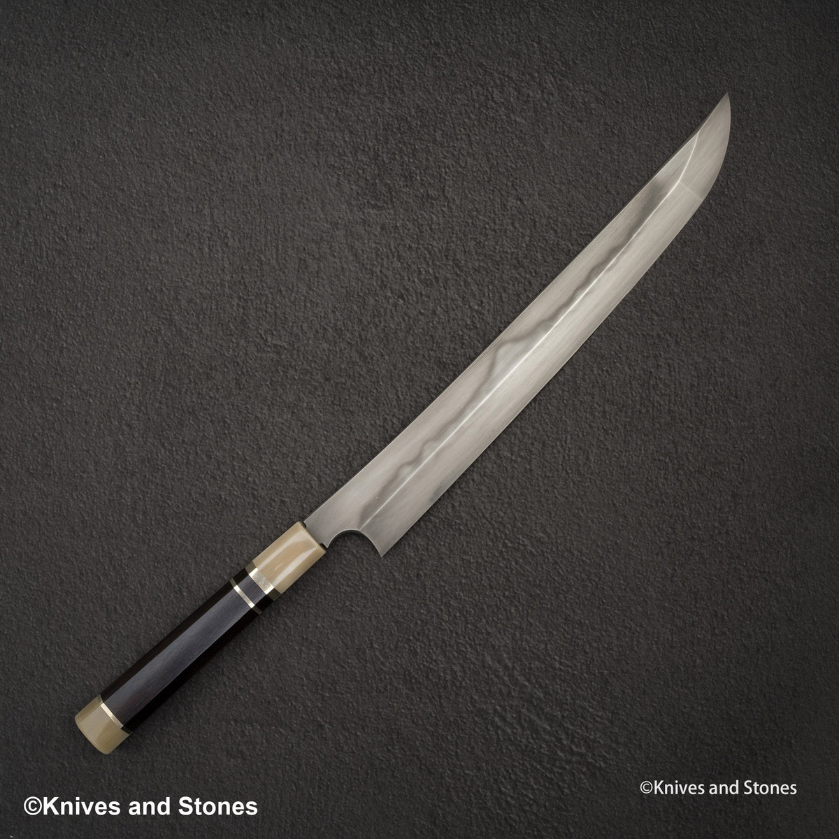 Nigara Blue 2 Honyaki Mt Fuji Hamon Sakimaru 300mm – Knives and Stones