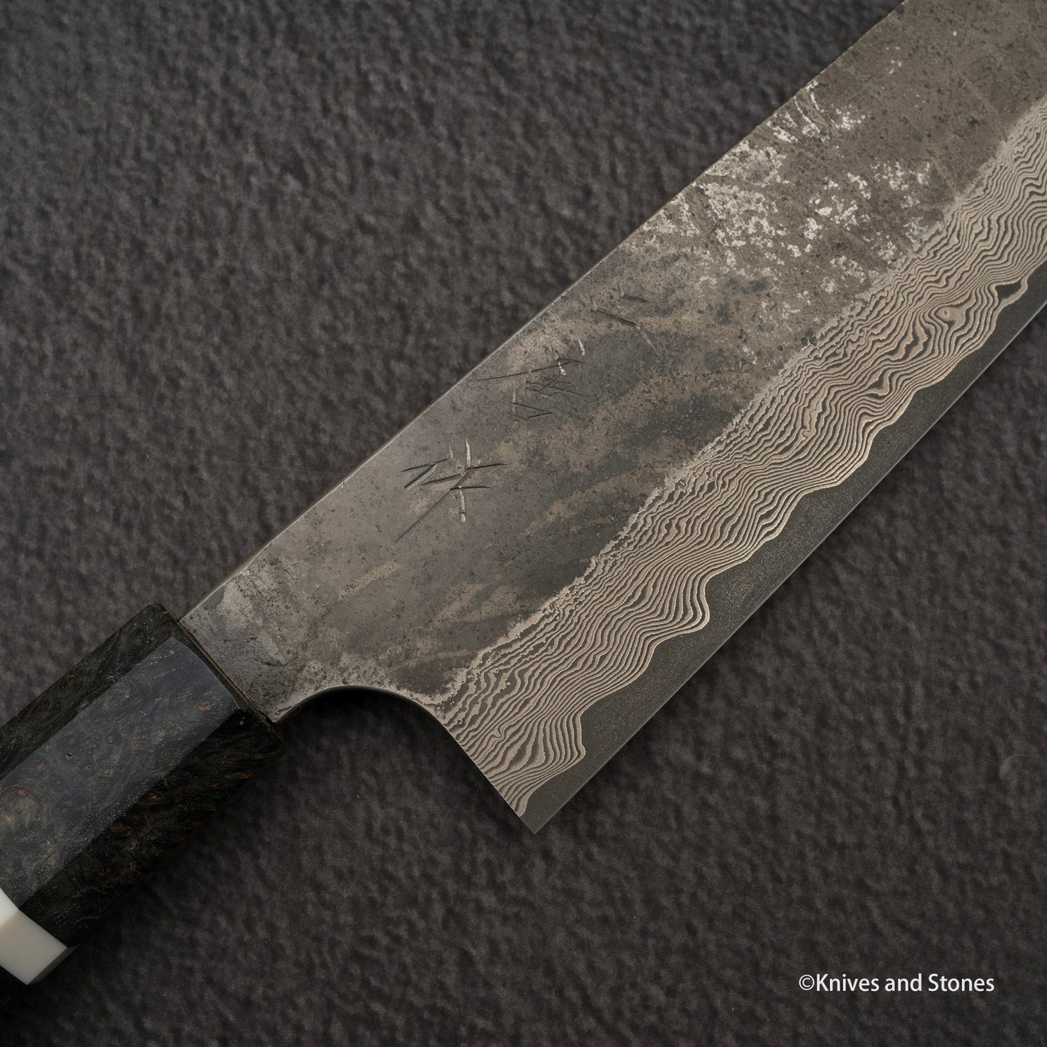 Nigara Ginsan Kurozome Damascus Gyuto 240mm Birch Handle