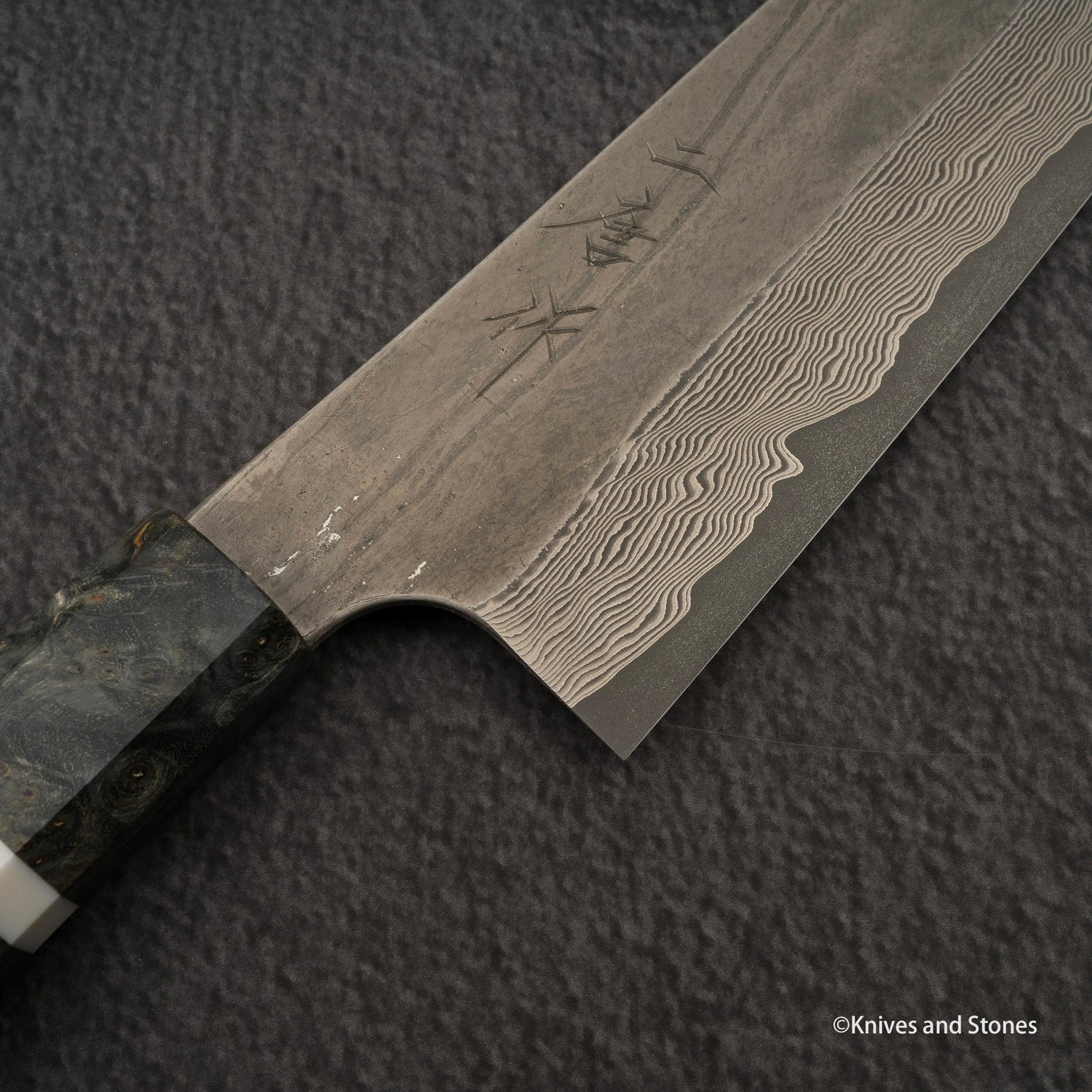 Nigara Ginsan Kurozome Damascus K-tip Gyuto 210mm Birch Handle