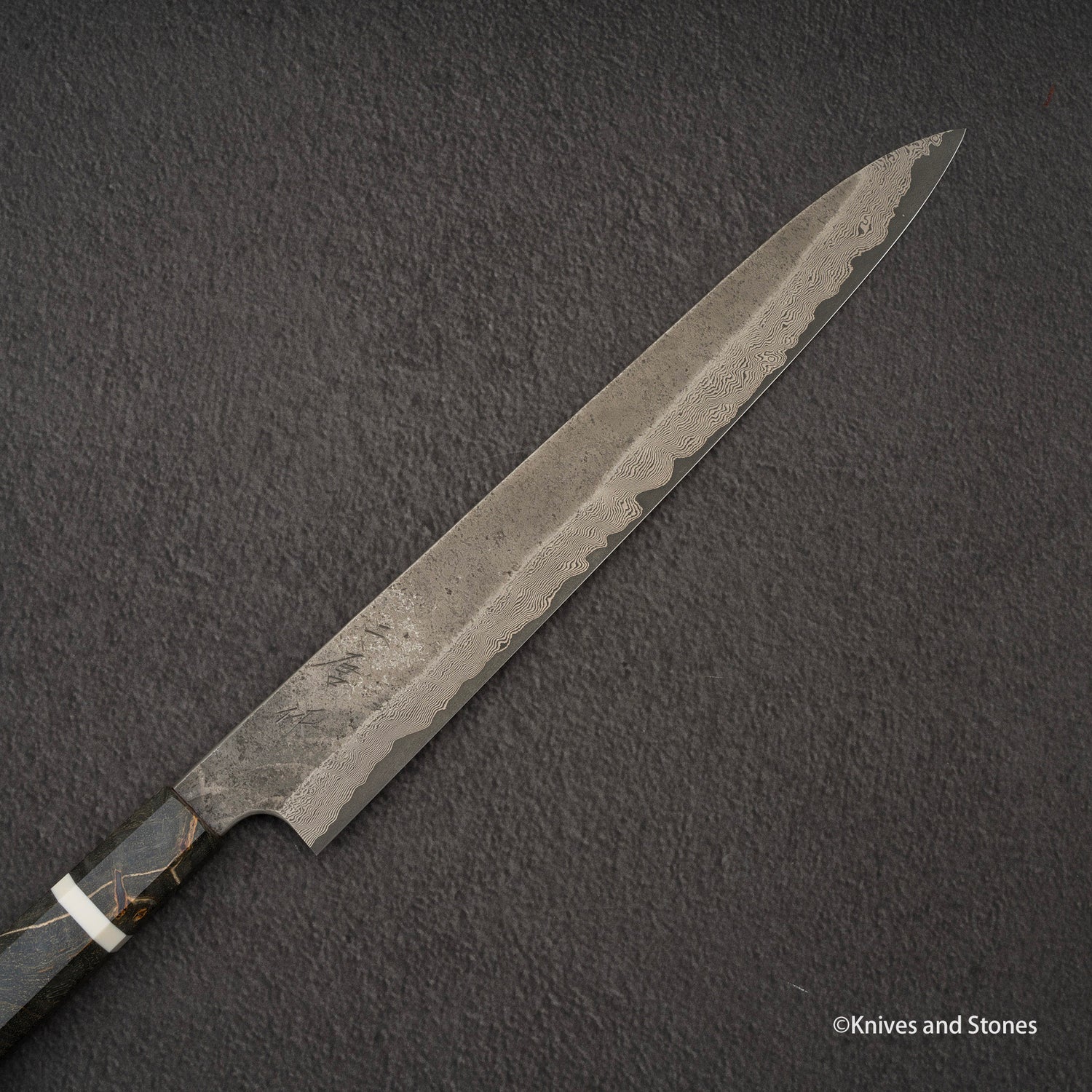 Nigara Ginsan Kurozome Damascus Sujihiki 300mm Birch Handle