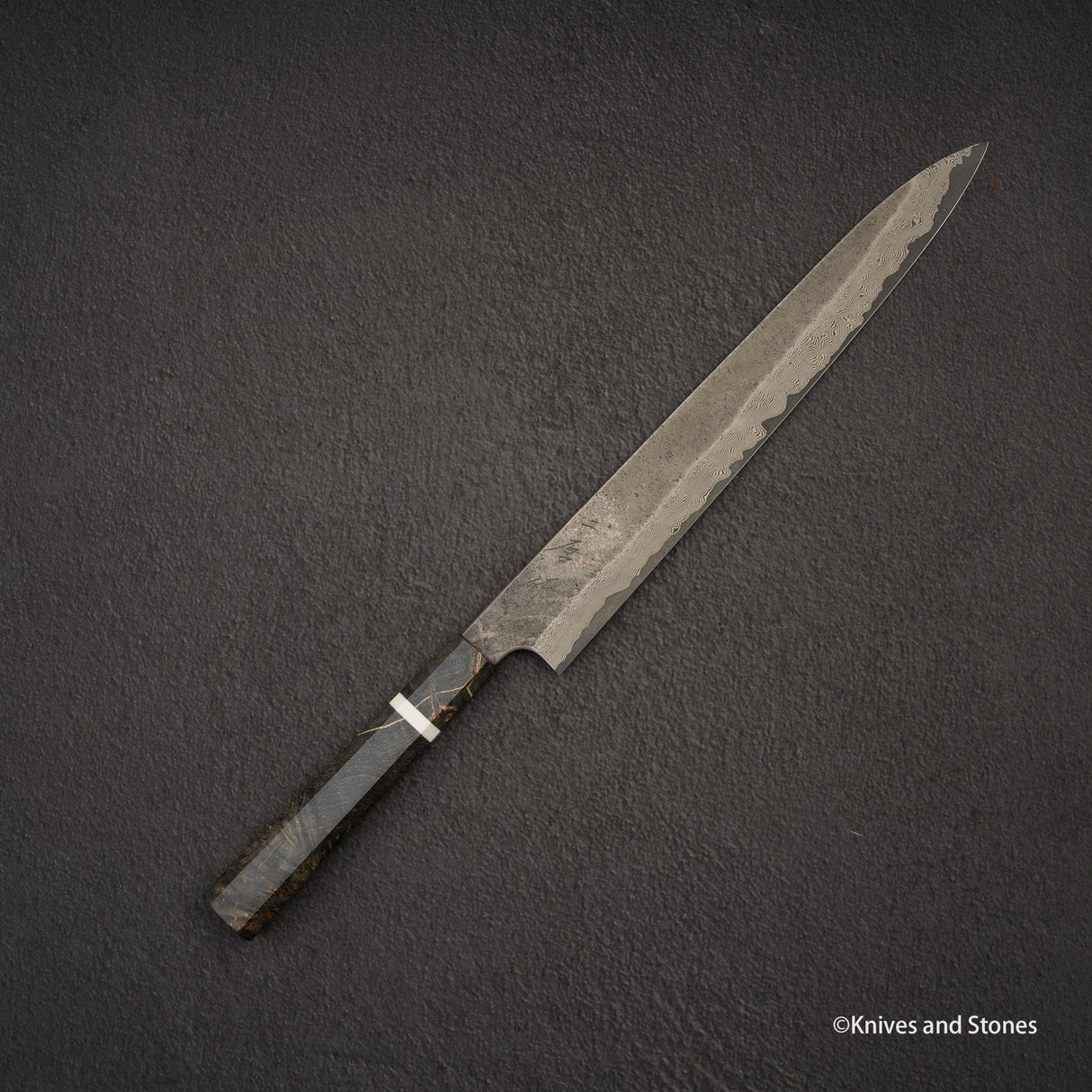 Nigara Ginsan Kurozome Damascus Sujihiki 330mm Birch Handle